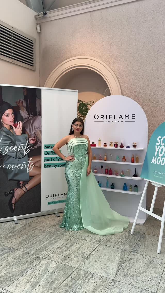 Instagram post by @ellen_kharitonashvili for Oriflame. Caption reads: 💚An unforgettable event for Oriflame Beauty....