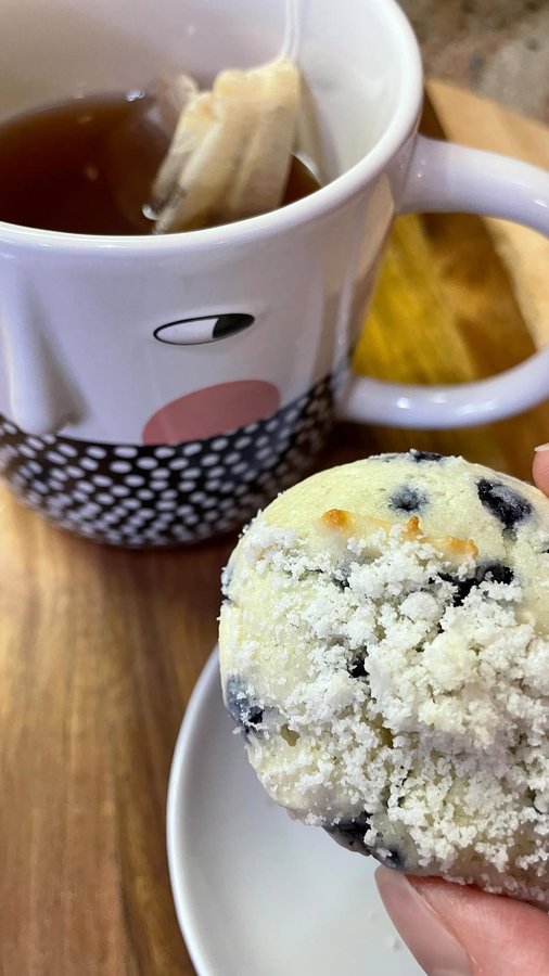 Instagram post by @vermont_comfort_food for Thyme & Table. Caption reads: #ad Starting the day with the simple things: tea....