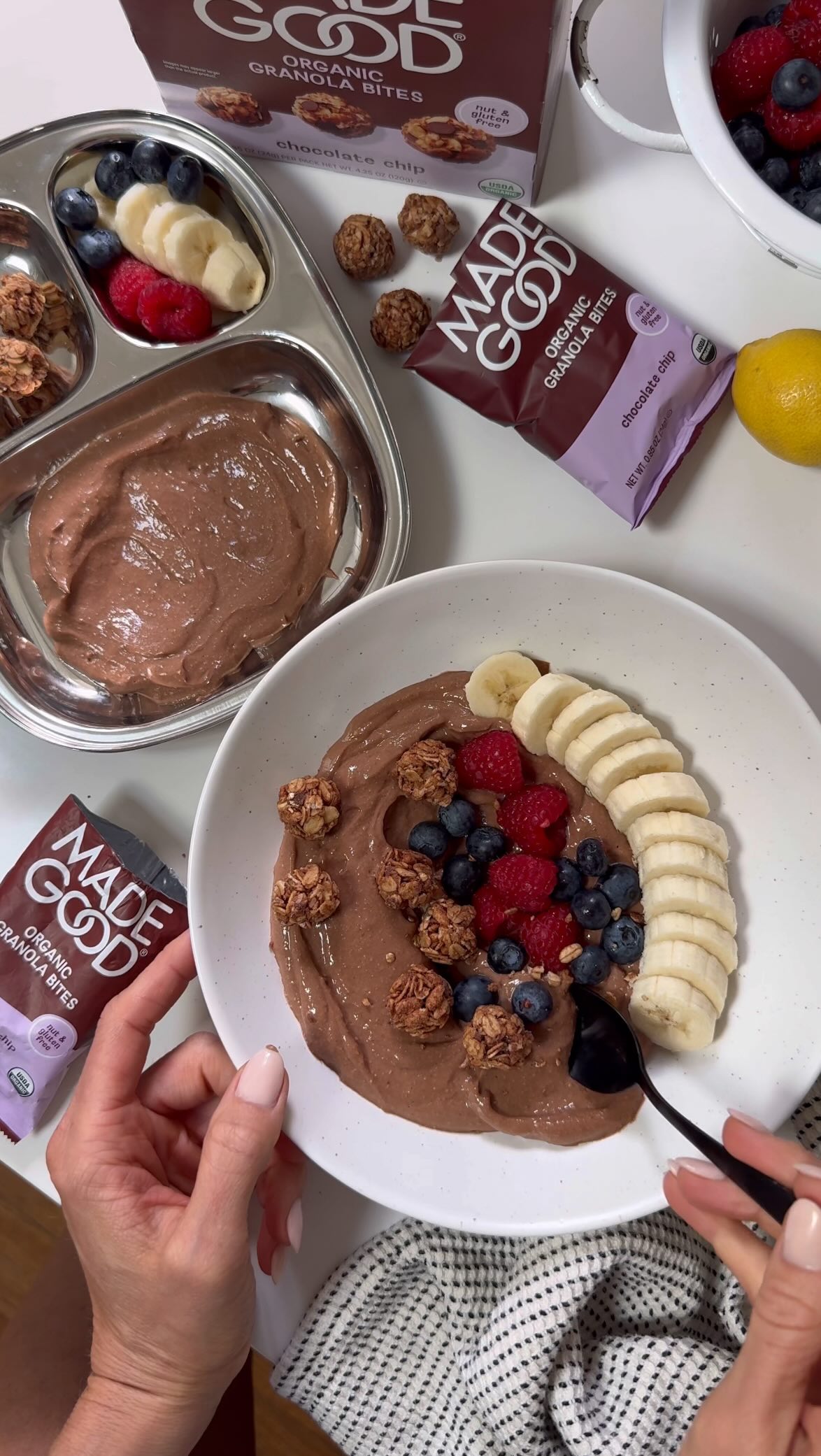 Instagram post by @alectreffs for MadeGood. Caption reads: everything i eat in day >> everything my daughter....