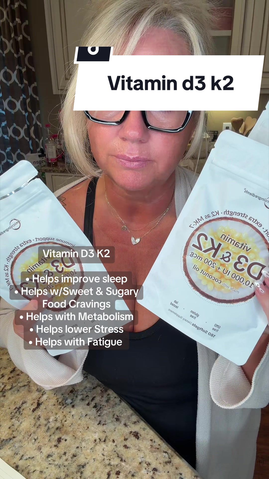 TikTok post by @jennifer_adamson326 for Micro Ingredients. Caption reads: [...] d3 k2 game changer supplement @Micro....