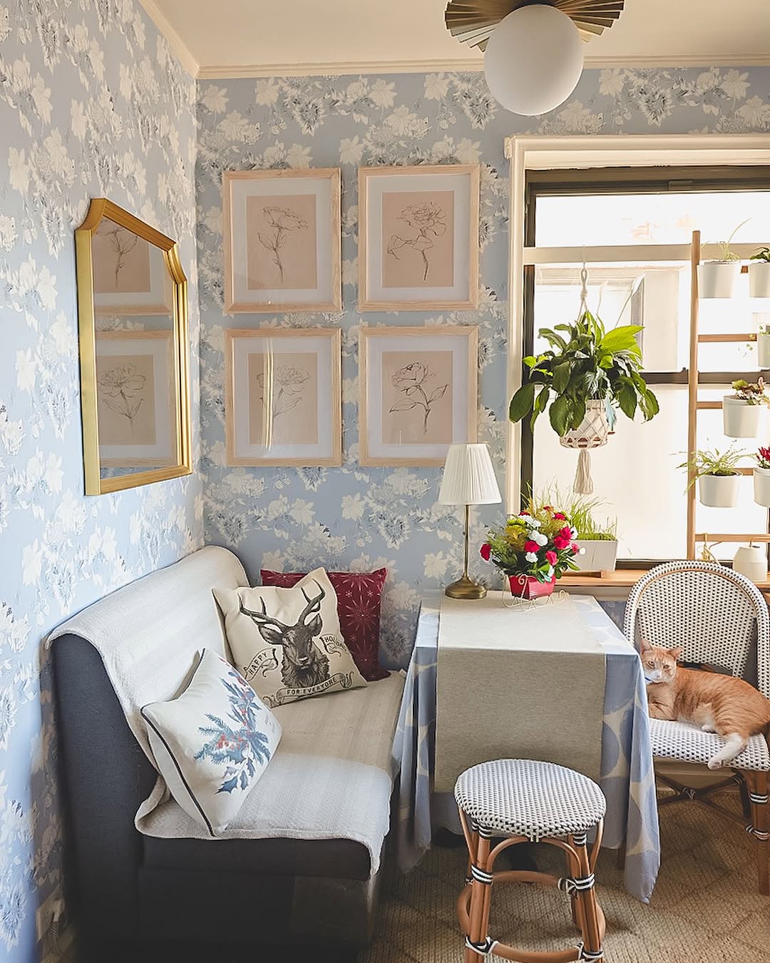 Instagram post by @kate_romanoff for Havenly. Caption reads: 💙Wallpaper is DONE💙

This is the Protea....