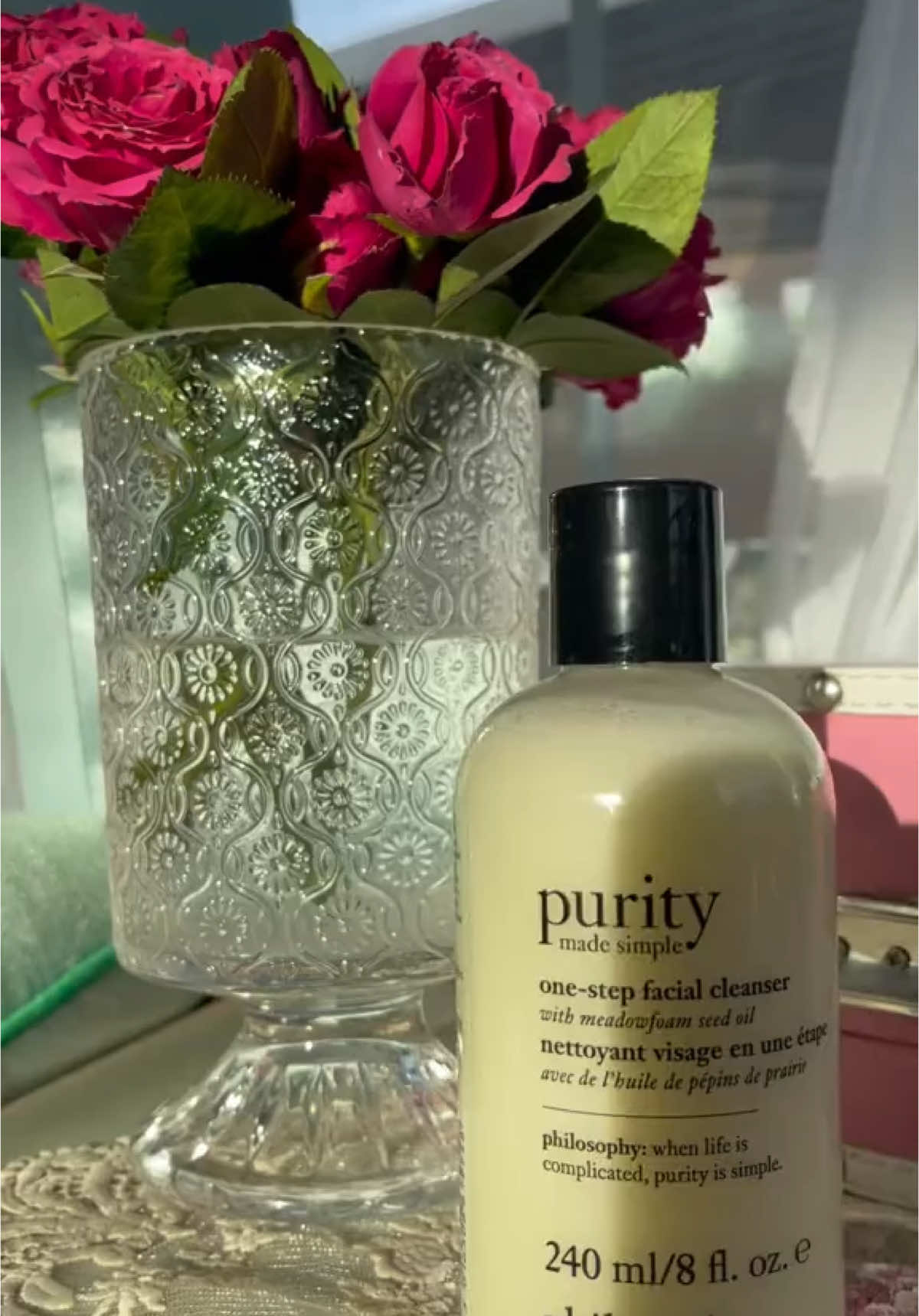 TikTok post by @snugzmeow for philosophy. Caption reads: [...] gentle Purity Cleanser from @philosophy is....