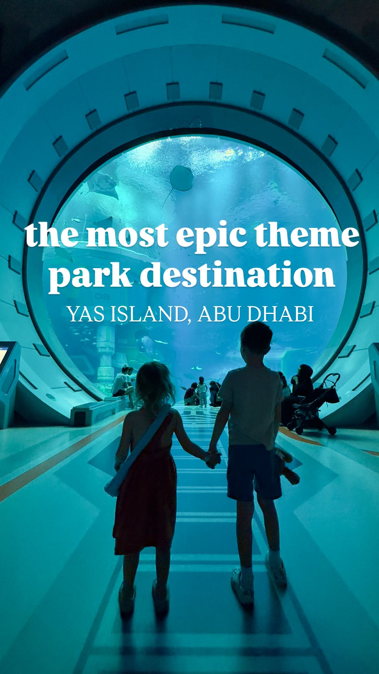 Instagram post by @mini.jetsetter for Yas Island. Caption reads: Yas Island, Abu Dhabi is NEXT LEVEL family fun! ad....