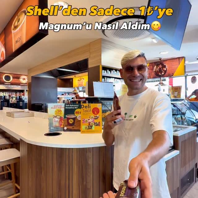Instagram post by @bizdeburayagidelim for Shell. Caption reads: Sadece dondurma değil, soğuk içecek, sıcak içecek....