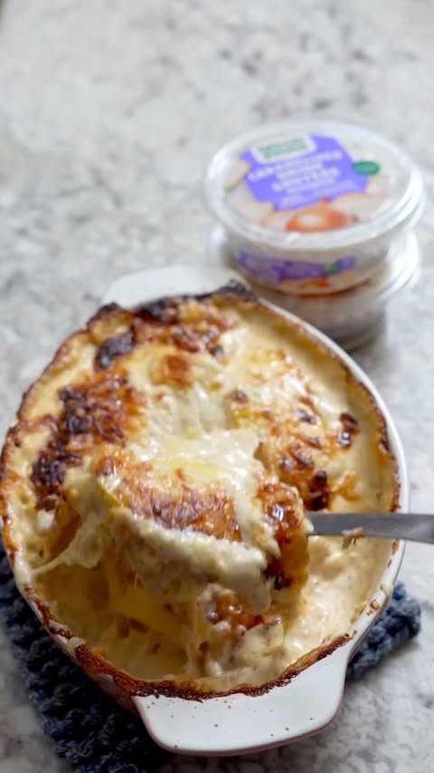 Instagram post by @offthechainwithjoe for Good Foods. Caption reads: [...] Onion scalloped potatoes using @goodfoods....
