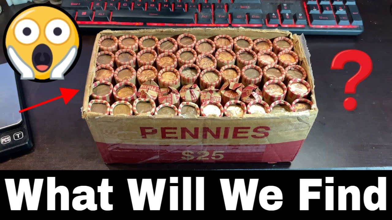 YouTube post by @RobFindsTreasure for Coinbase. Caption reads: Searching 50 Rolls of Customer Wrapped Pennies for....