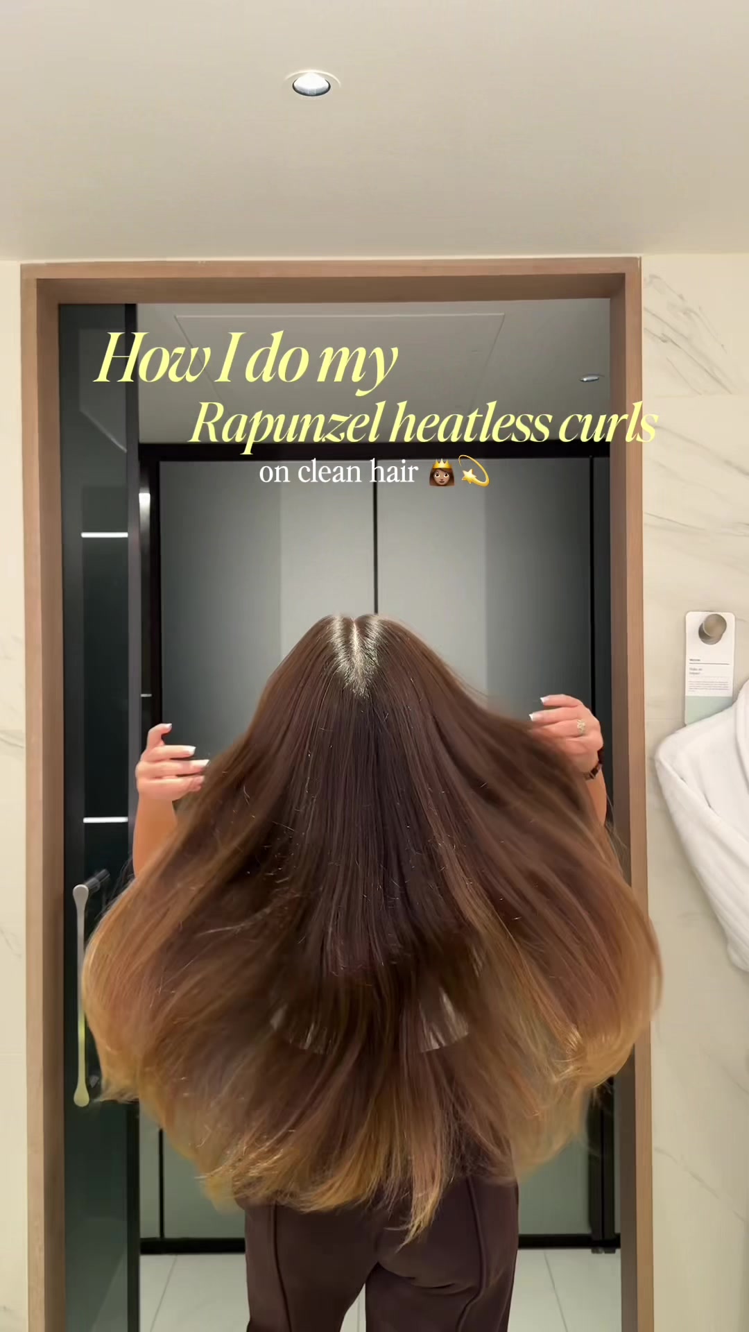 TikTok post by @fleureleanorgreen for Nature Spell. Caption reads: rapunzel heatless curls on clean hair is just....