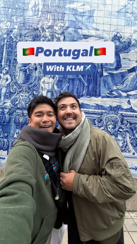 Instagram post by @owinpierson for KLM Royal Dutch Airlines. Caption reads: From NYC Pride to Portugal 🇵🇹✈️ Traveling with....