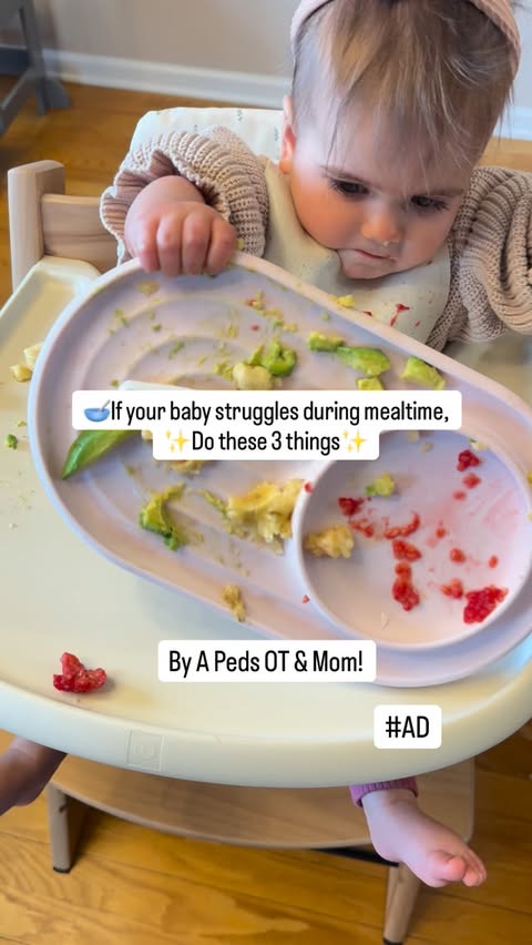 Instagram post by @courtneyenglish.ot for Stokke. Caption reads: [...] Tripp Trapp High Chair from @stokkeusa....