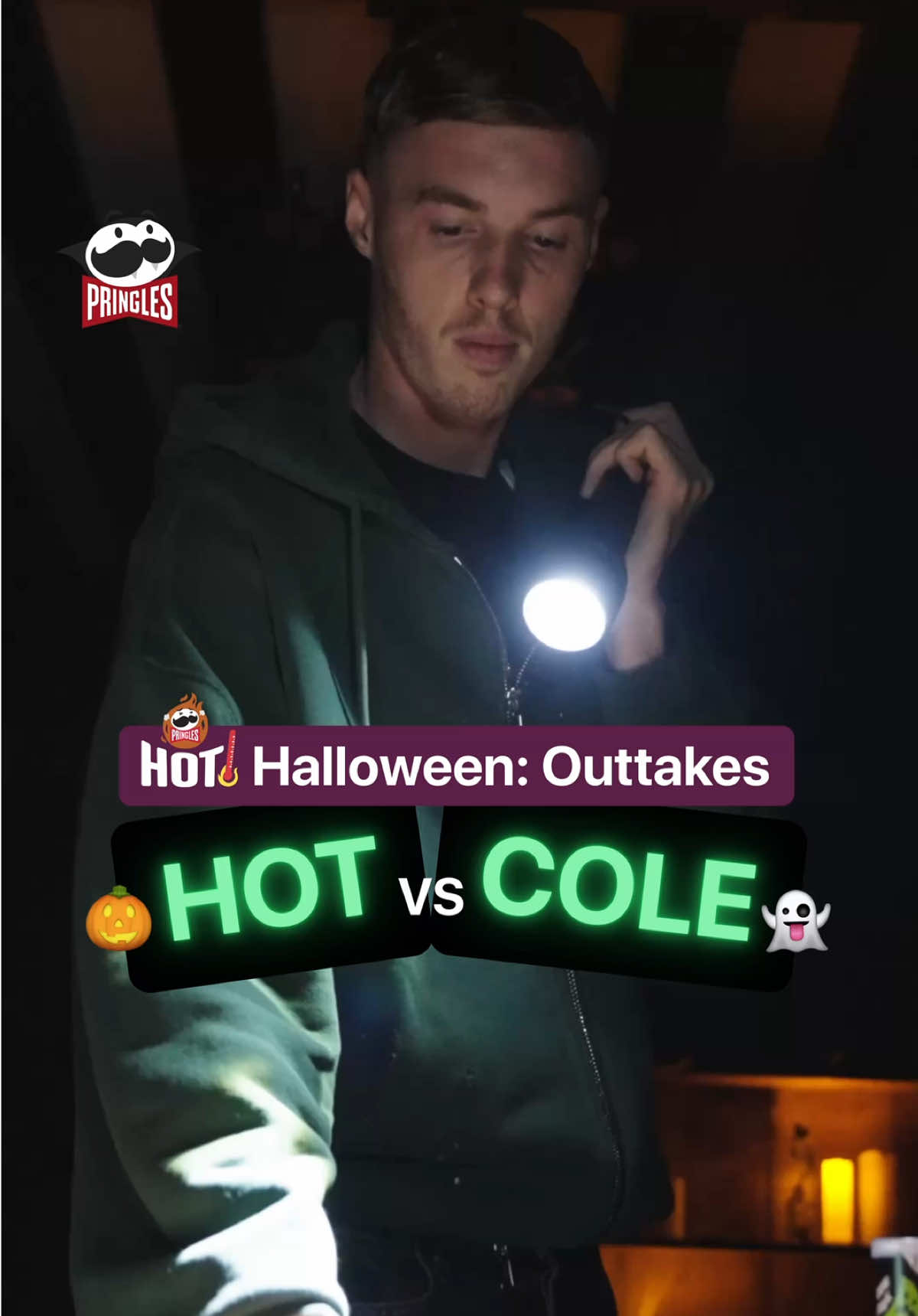 TikTok post by @colepalmer10 for Pringles. Caption reads: Looking for glow in the dark Pringles HOT tubes in....
