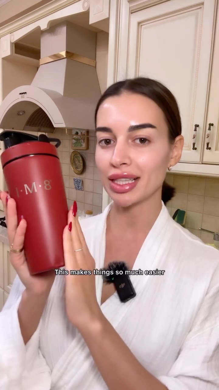 Instagram post by @cristinacataman for IM8Health. Caption reads: [...] with just one little travel sachet?....