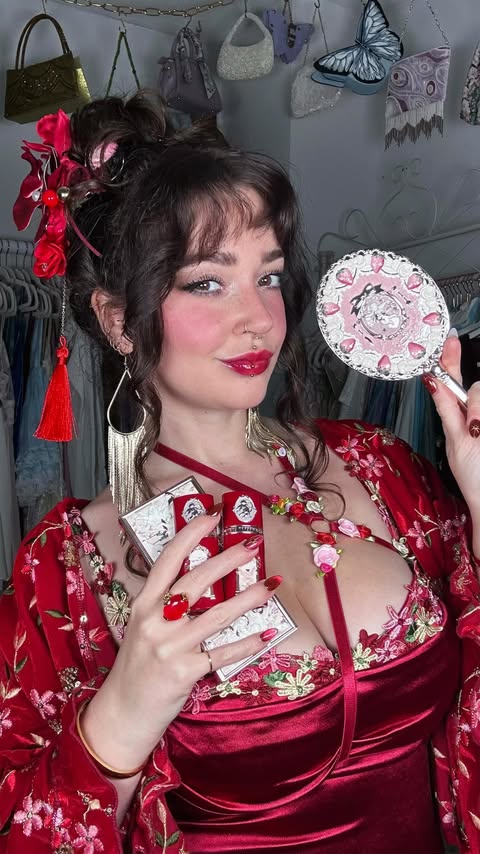 Instagram post by @k.aila.n for Flower Knows. Caption reads: [...] the strawberry cupid collection from....