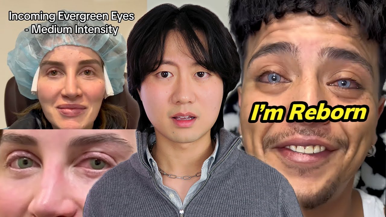 YouTube post by @Edvasian for YesStyle. Caption reads: The Insane World of Eye Color Changing Surgeries.
