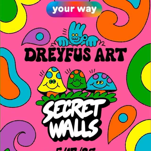 Instagram post by @dreyfus.art for Secret Walls. Caption reads: @crocs x @dreyfus.art x @secretwalls DROPS....