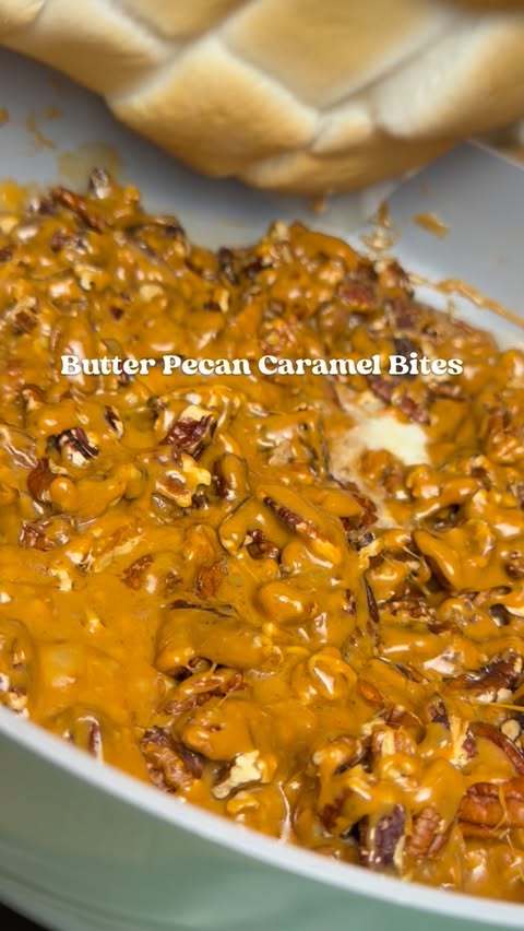 Instagram post by @the.paperplategourmet for Caraway Home. Caption reads: 💝Butter Pecan Caramel Bites💝

These buttery....