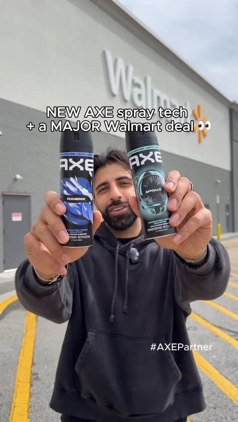 Instagram post by @shanmolu for AXE. Caption reads: New AXE spray tech just dropped and Walmart has a....