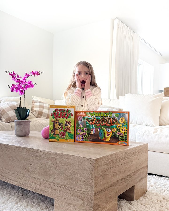 Instagram post by @karinabbingham for SimplyFun. Caption reads: AD/ We’re big fans of @simplyfun games, so we were....