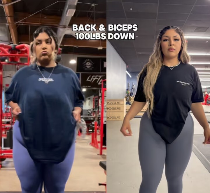 Instagram post by @sweetgainzzz for Buffbunny Collection. Caption reads: BACK & BICEPS WORKOUT to try on your next back....