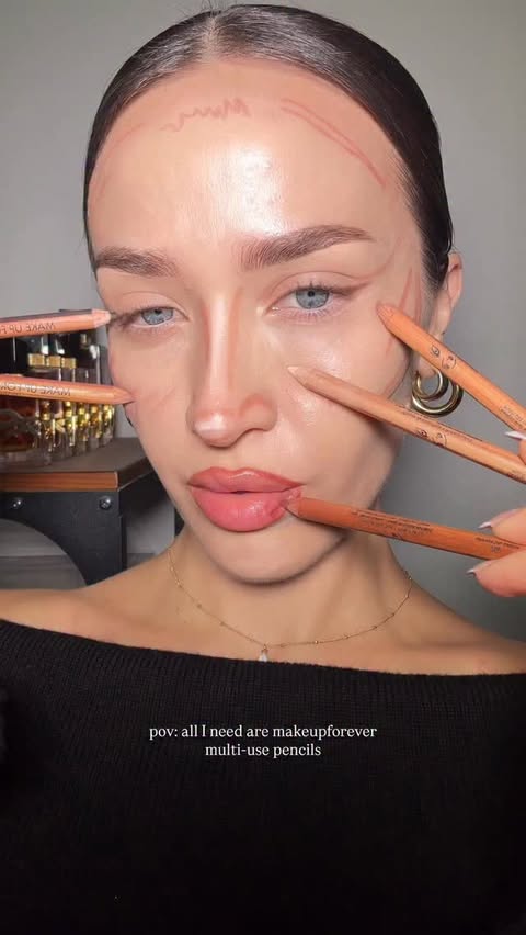 Instagram post by @makeupemalii for Make Up For Ever. Caption reads: All I need are my @makeupforever multi use pencils....