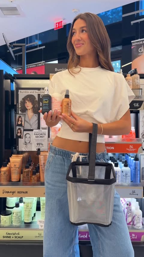 Instagram post by @beccacinelli for Benefit Cosmetics. Caption reads: These @bumbleandbumble products are my must haves....