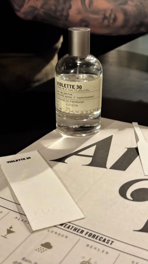 Instagram post by @thfragrancevault for Le Labo Fragrances. Caption reads: ad|invite experiencing Violette 30, the newest Le....