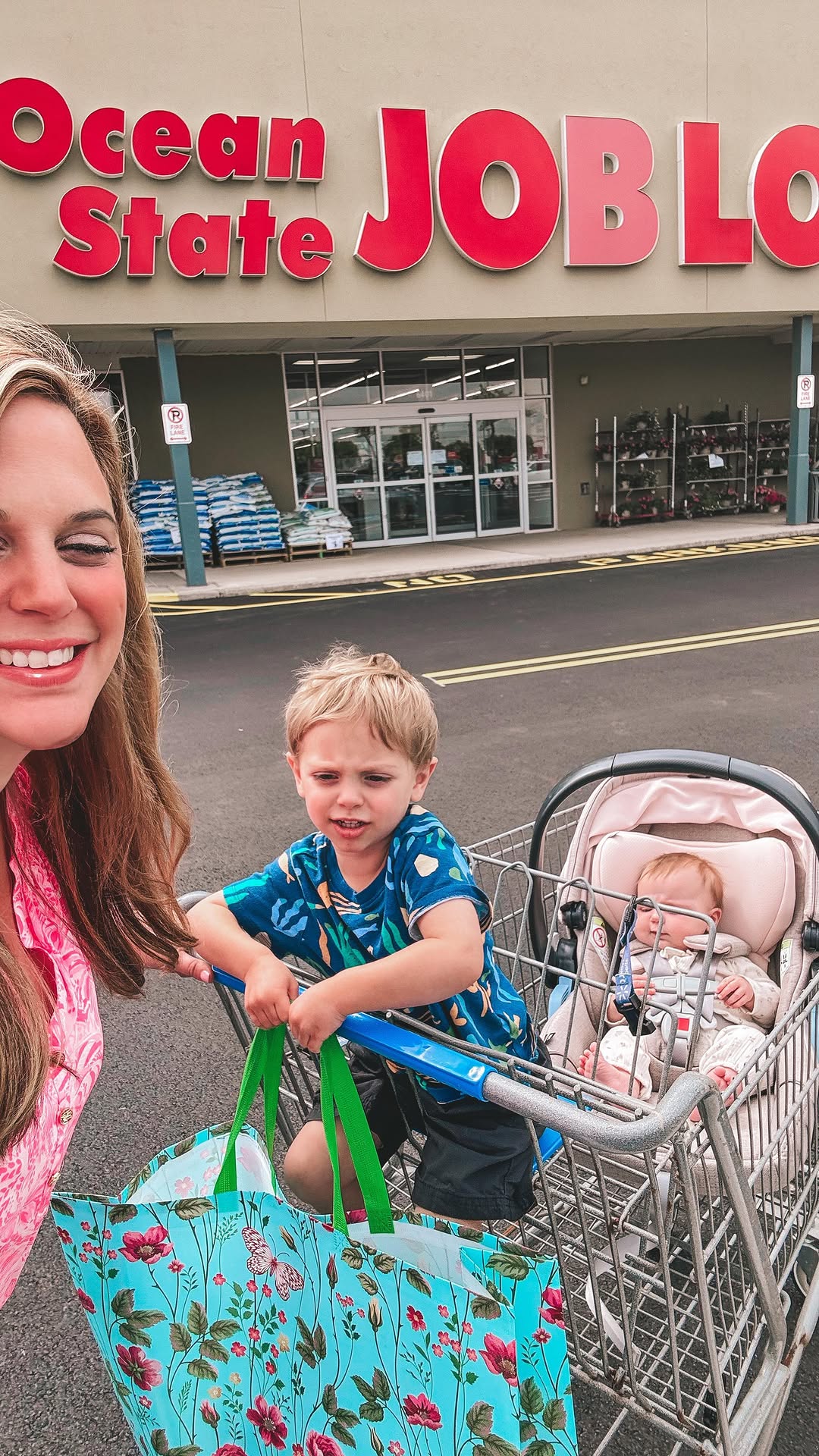 Instagram post by @kateystanley for Ocean State Job Lot. Caption reads: #sponsored Preston, Annabelle and I are headed to....