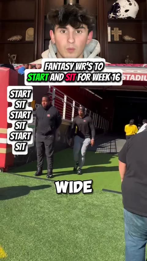 Instagram post by @the_brokowskis for Yahoo. Caption reads: Start/sit these WRs in the fantasy semifinals 🫡.