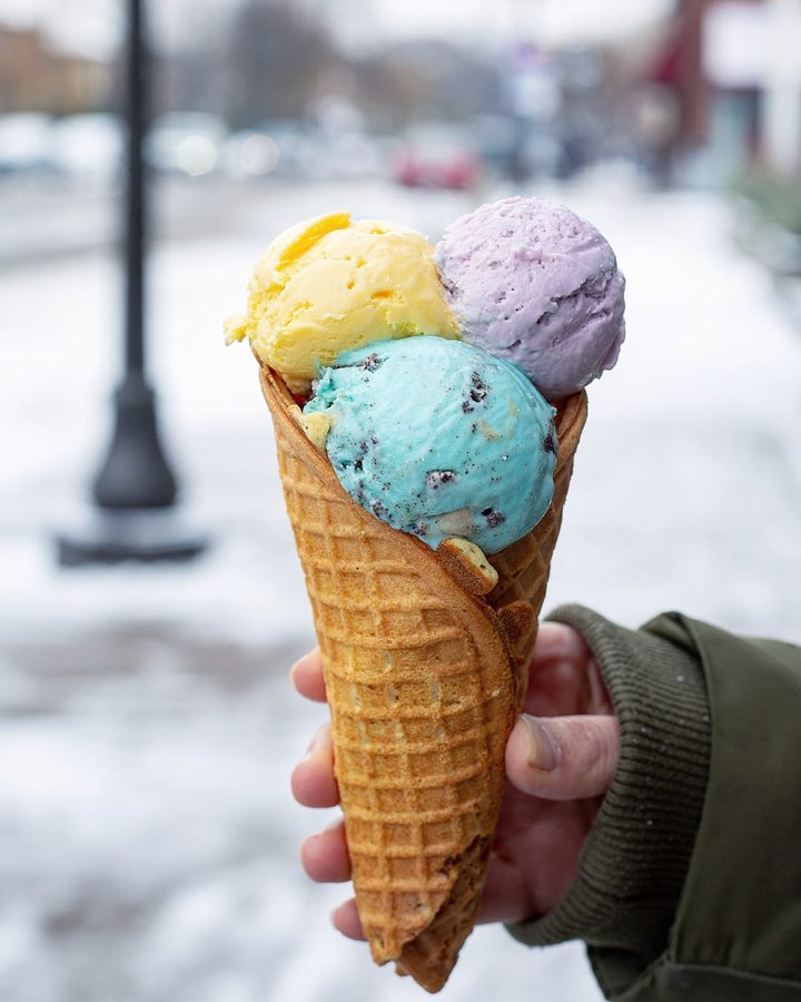 Instagram post by @kmlpeterson for Foodie Tribe. Caption reads: Not going to let a little snow stop us from eating....