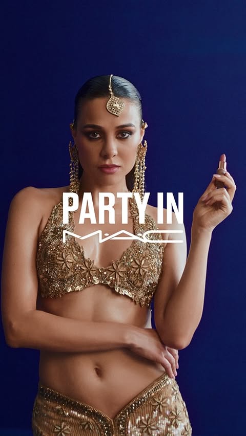 Instagram post by @tania_shroff for M·A·C Cosmetics. Caption reads: Party in M·A·C This festive season, discover....
