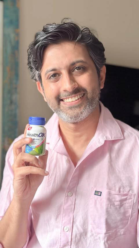 Instagram post by @surajpunjabiofficial for HealthOK Tablets. Caption reads: My days are a mix of work, travel, and spontaneous....