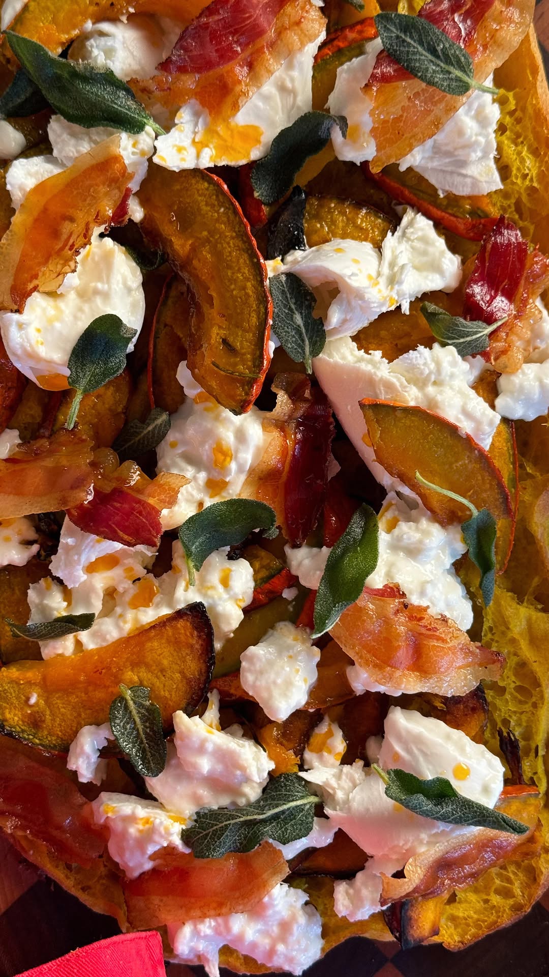Instagram post by @cooker.girl for COOP. Caption reads: FOCACCIA ALLA ZUCCA con BURRATA DI BUFALA, ZUCCA....
