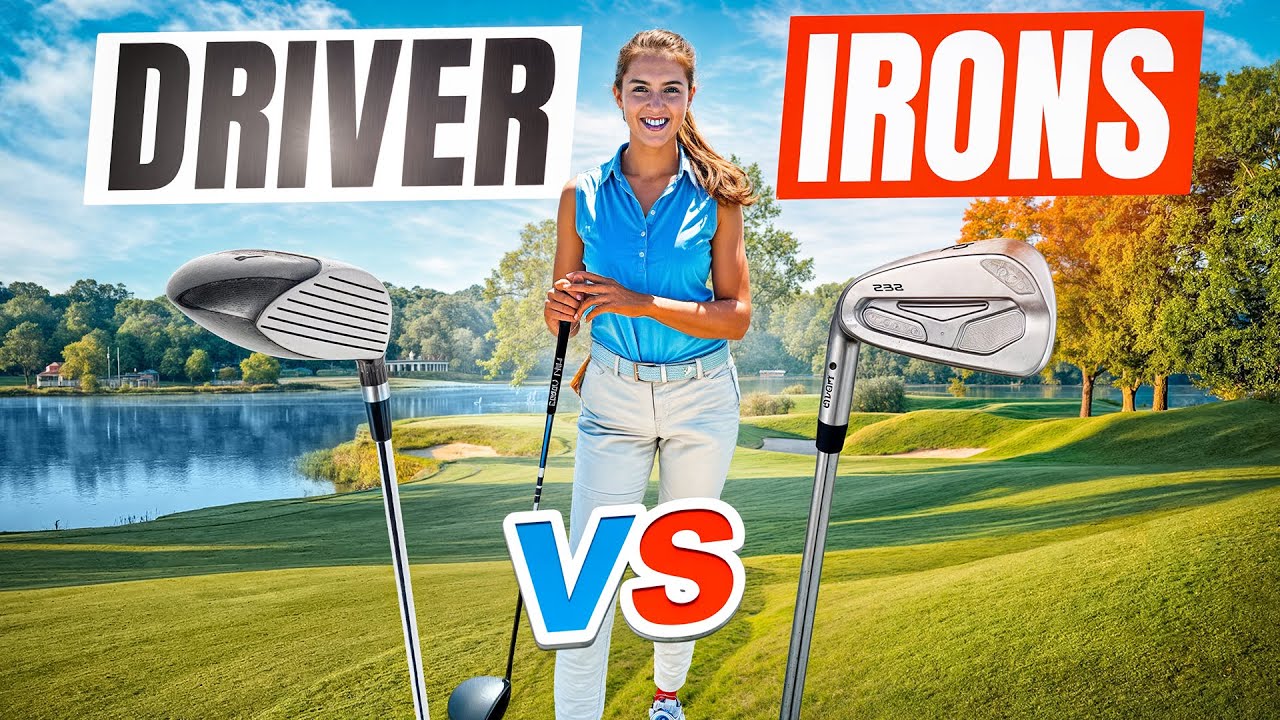 YouTube post by @georgiaballgolfer for HackMotion. Caption reads: DRIVER SWING VS IRON SWING (The Difference).