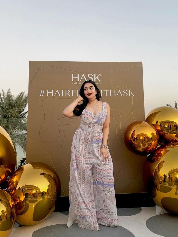Instagram post by @ms.halabi_ for HASK. Caption reads: Pure glam and good vibes at yesterday’s @haskuae....