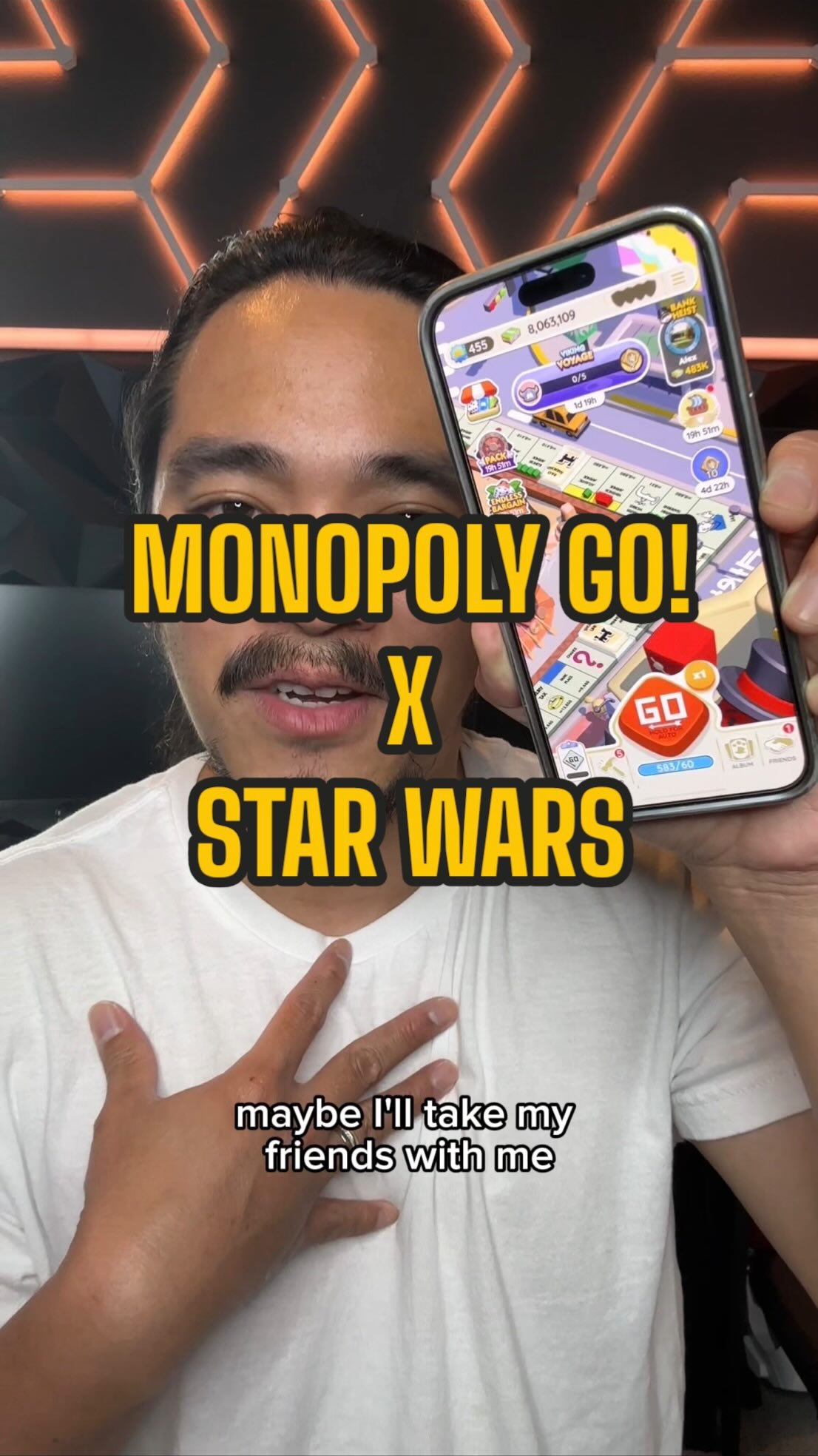Instagram post by @dinocornel for monopolygo. Caption reads: May the 4th be with my net worth. Just went from....