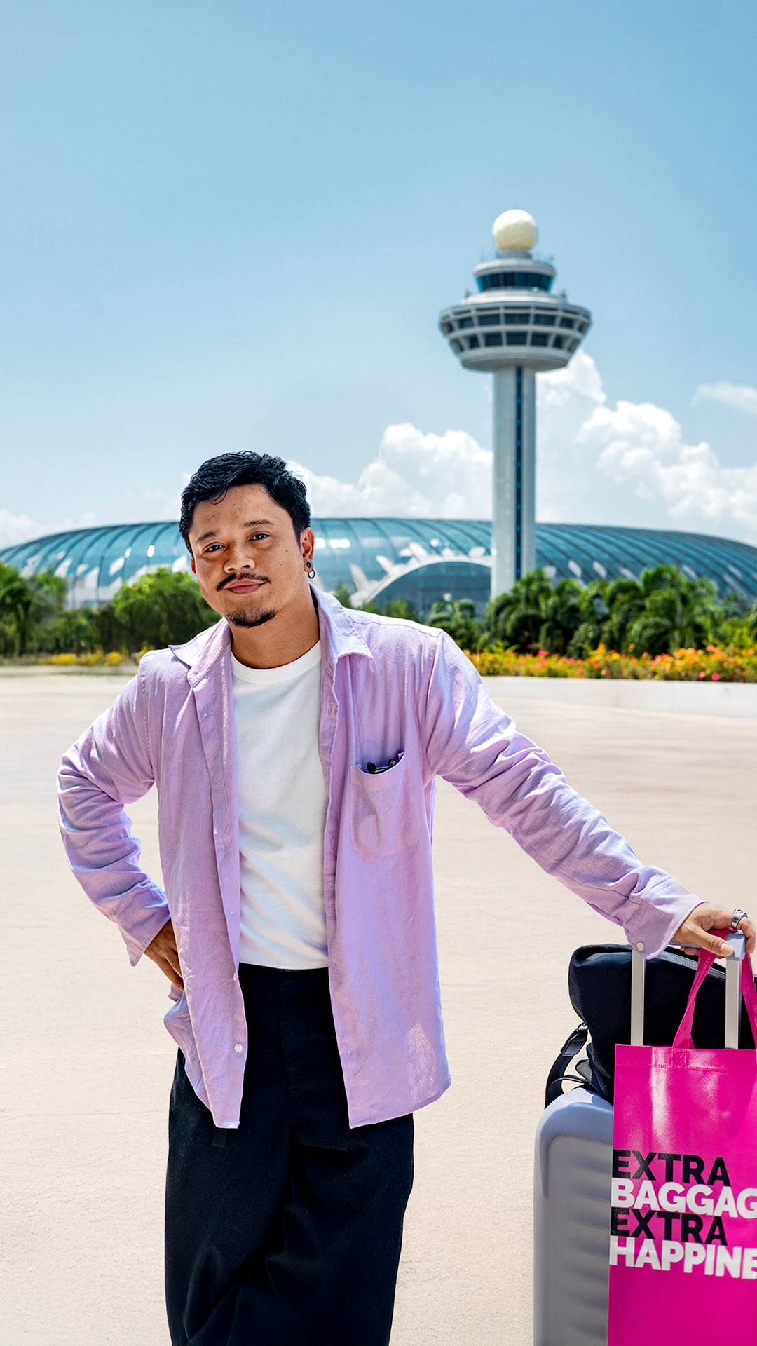 Instagram post by @derbyromero for iShopChangi. Caption reads: Just got back from a mission in Singapore — and....