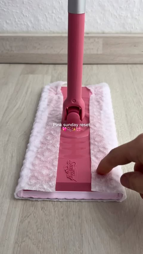 Instagram post by @cleangior for Scrub Daddy. Caption reads: I love sunday resets, especially when they’re pink....