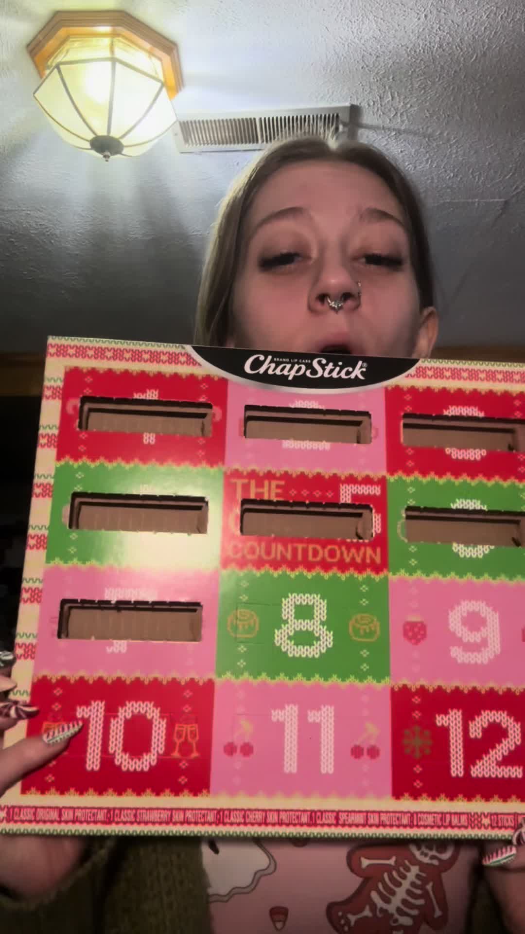 TikTok post by @pineapplehippie77 for ChapStick. Caption reads: Love holiday chapsticks! @ChapStick.US #chapstick....