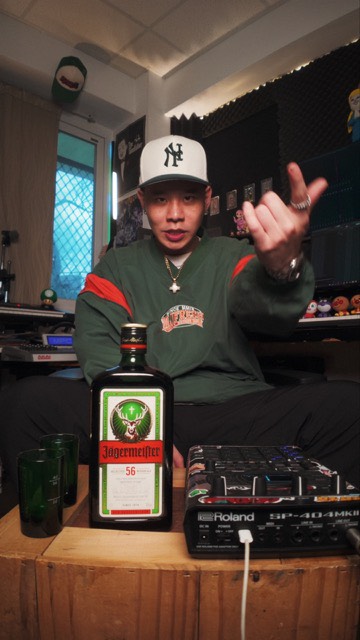 Instagram post by @askid_errorfrequency for Jägermeister. Caption reads: 📟📟📟 404 day 玩一波我的 SP-404 祝大家兒童節快樂～....