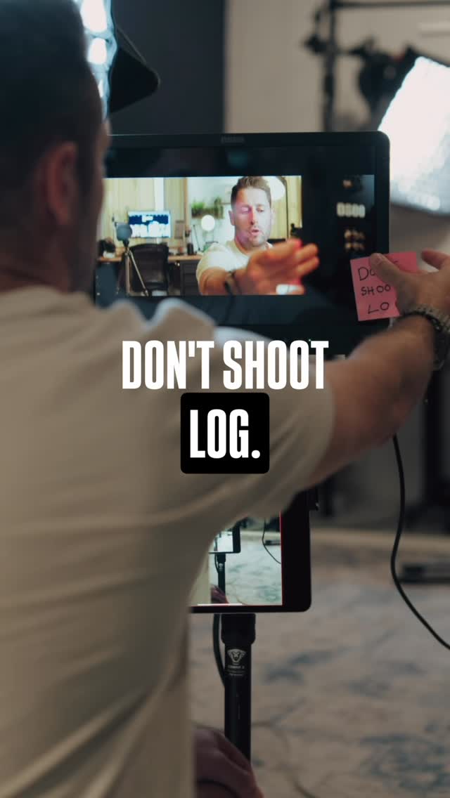 Instagram post by @chrisbrockhurst for Motion Array. Caption reads: Don’t shoot LOG. When you first start learning how....
