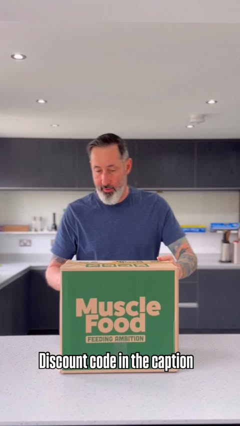 Instagram post by @marks_kitchen_and_bbq for MuscleFood.com. Caption reads: I do look forward to delivery day. This fantastic....