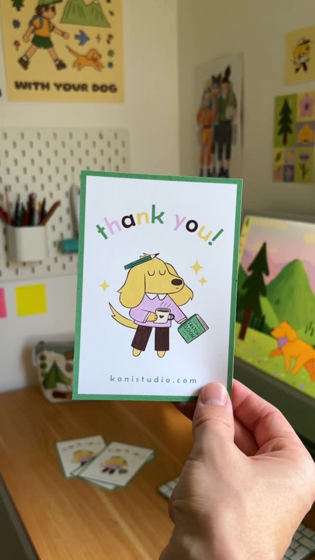 Instagram post by @konistudio for Kittl. Caption reads: Designing a new thank you card with @kittldesign....