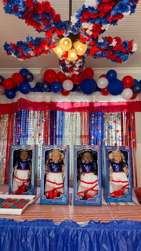 Instagram post by @kelsimsavage for Our Generation. Caption reads: 🇺🇸 DIY Patriotic Party 🇺🇸 #ad Comment STAR for....