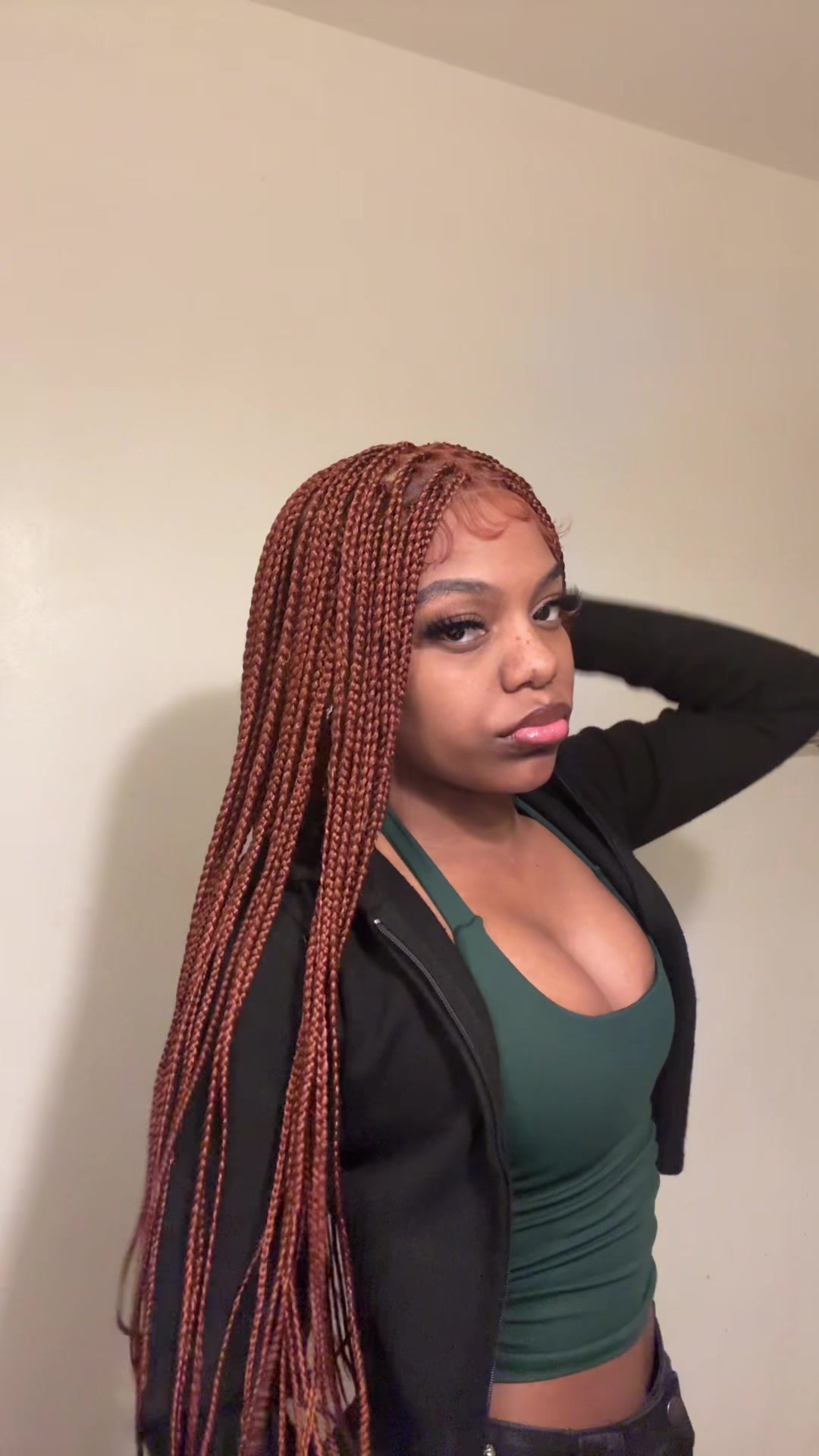 TikTok post by @realisticyaya for Supernova Hair. Caption reads: @Supernova Hair Store #braidedwigs #supernovahair....