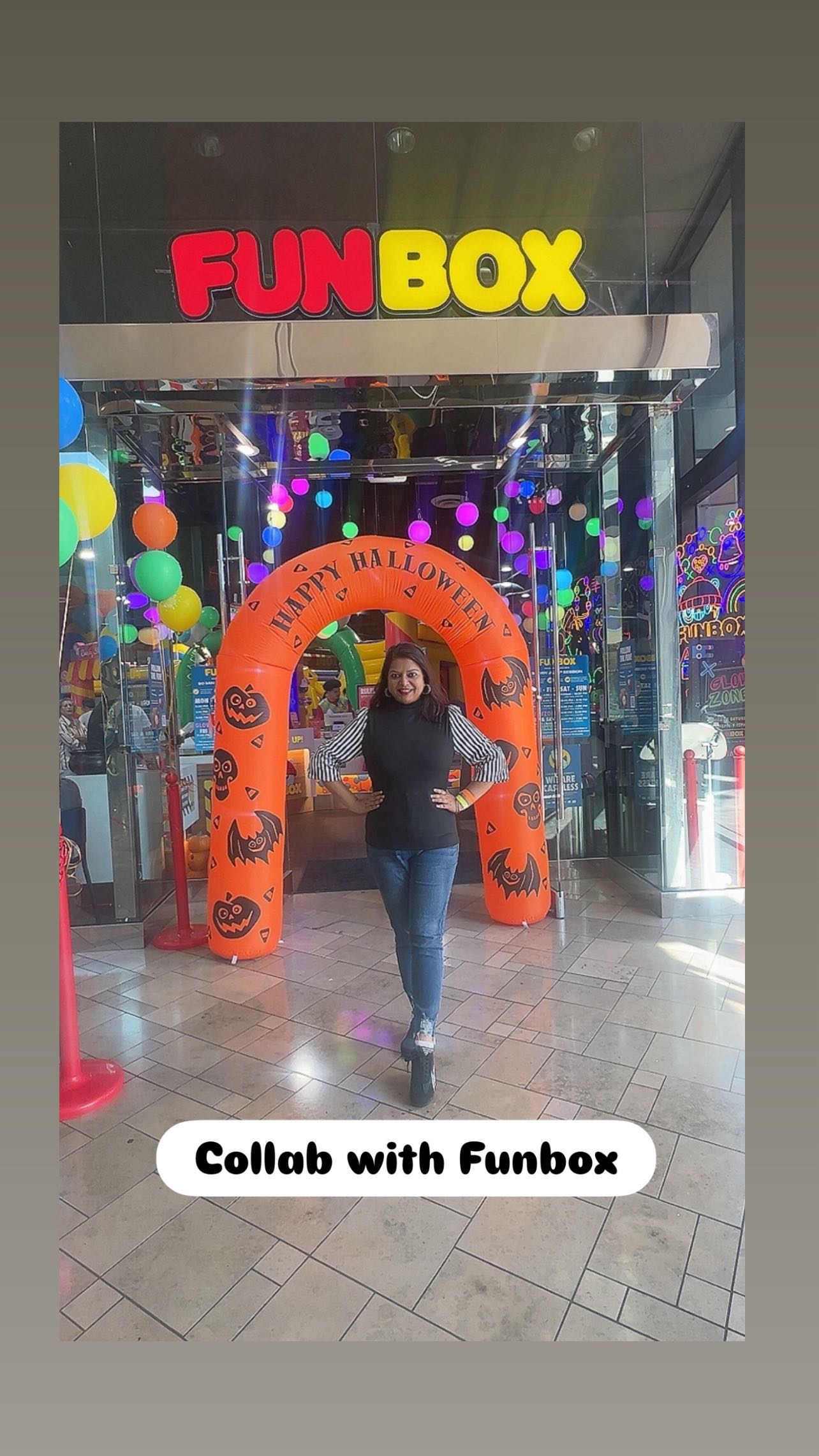 Instagram post by @rajveer_and_family for Funbox. Caption reads: ✨ Jump, slide, and laugh your heart out at the....