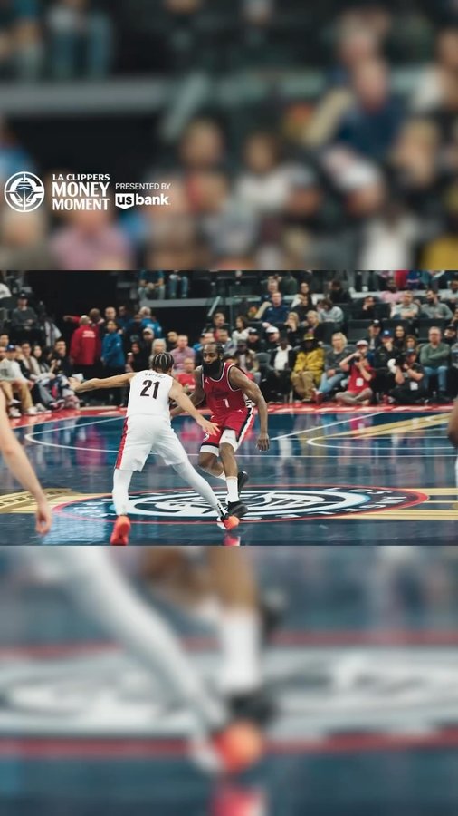 Instagram post by @laclippers for US Bank. Caption reads: 🚨 JAMES HARDEN BEATS THE BUZZER🚨

@usbank |....