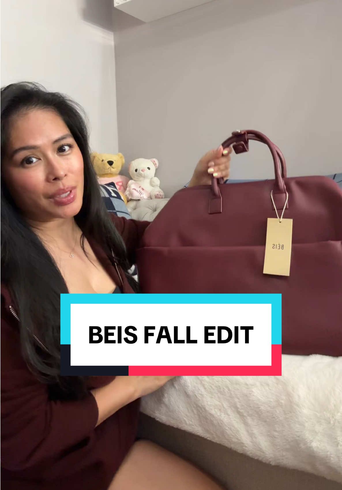 TikTok post by @aheatedmess for BÉIS Travel. Caption reads: @BÉIS Fall Edit is 🤌🏽😘🍁 Let me know which one....