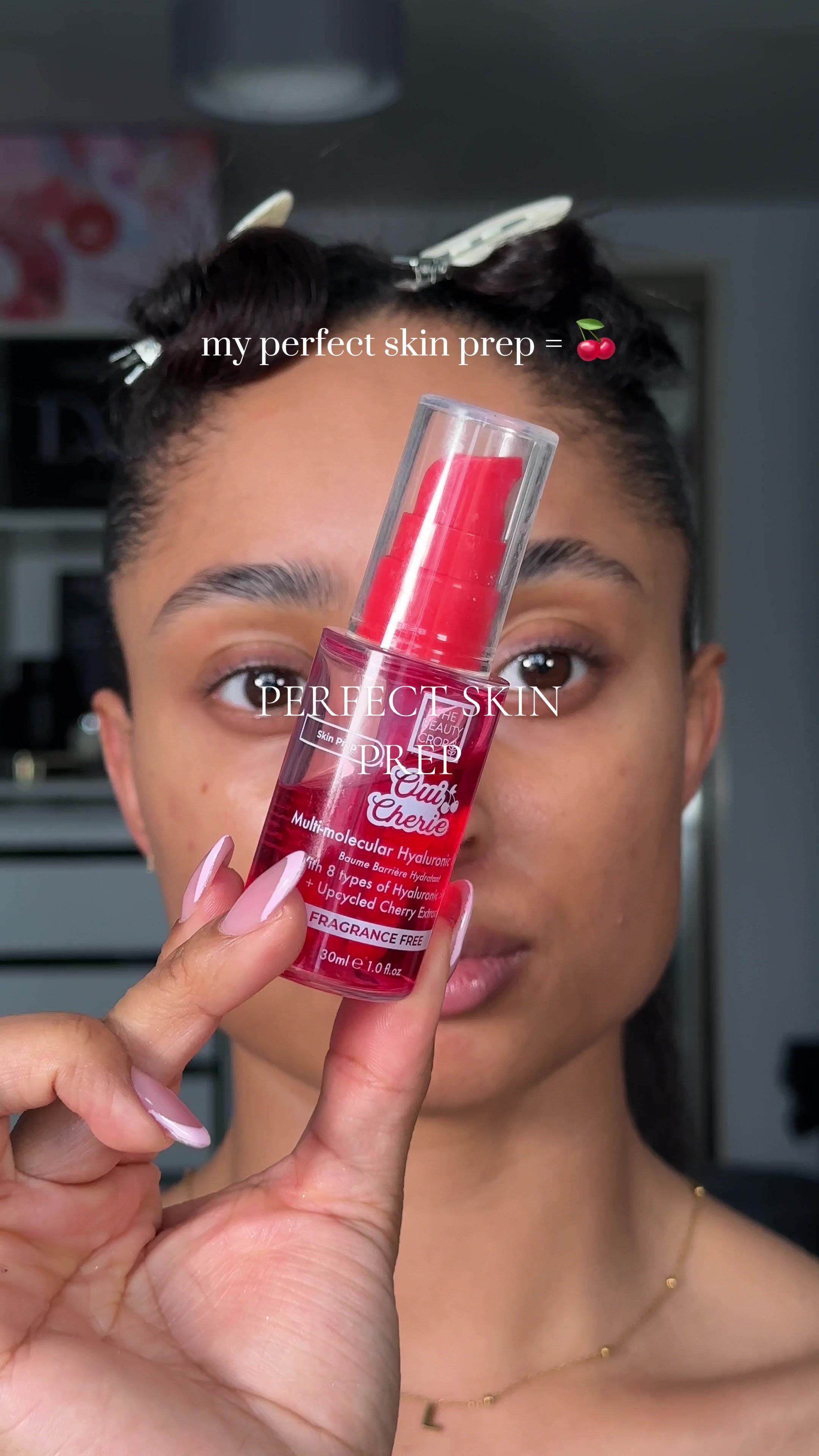 TikTok post by @leilanikeaa for The Beauty Crop. Caption reads: If you do this skin prep your makeup is WINNING....