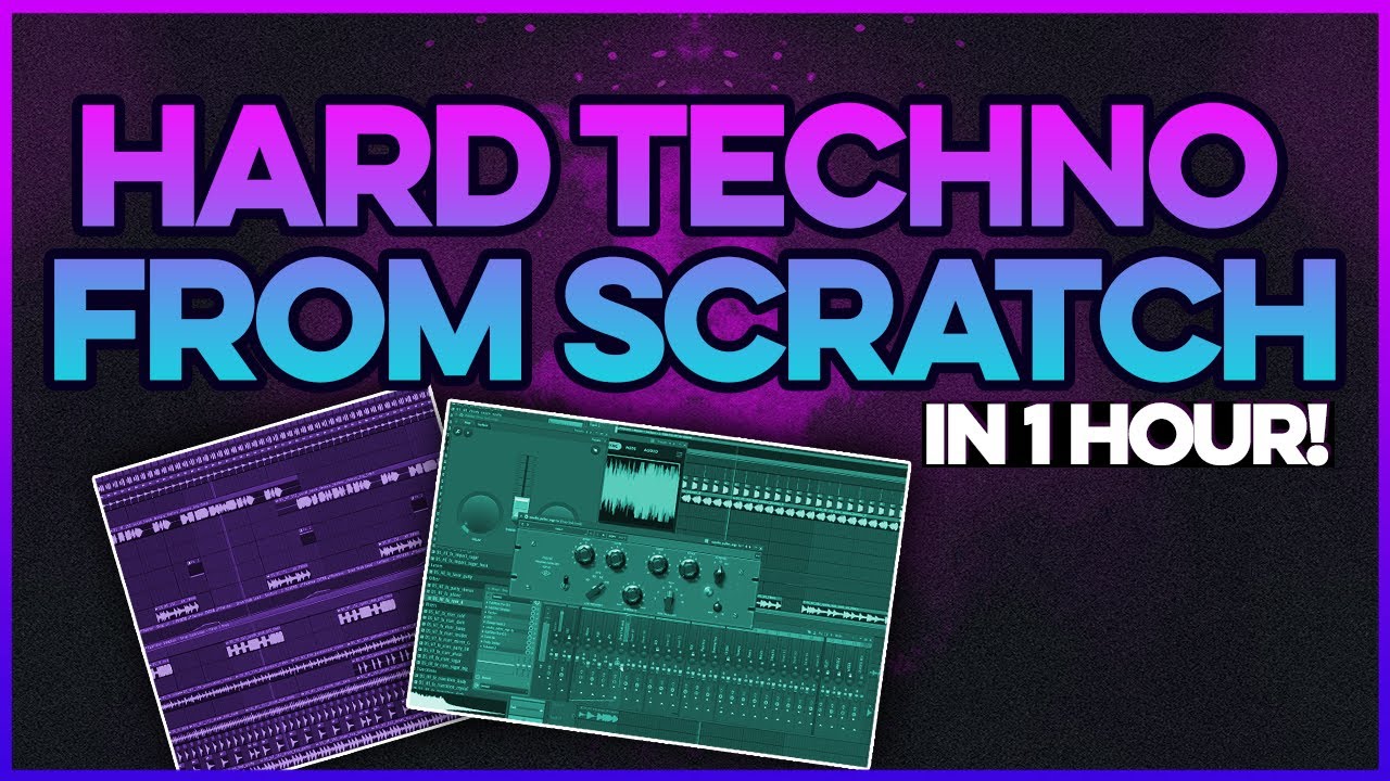 YouTube post by @OzgunOfficial for Splice. Caption reads: Hard Techno From Scratch in FL Studio 25 – Full....