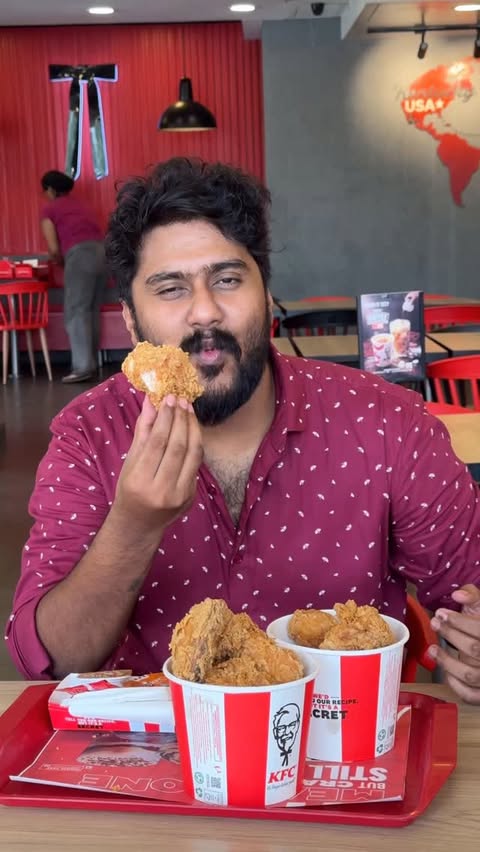Instagram post by @food_addii for KFC. Caption reads: Kfc anniversary double deal offer!!! AD Only [...].