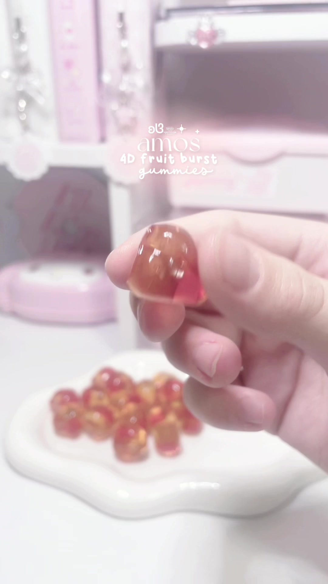 TikTok post by @alinaismee2 for Amos Sweets. Caption reads: these are SO yummy, thank you @Amos Sweets 💞 #fyp....